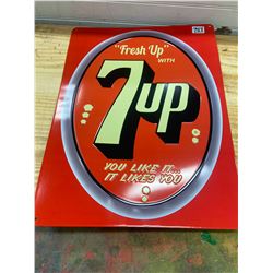 7UP SIGN, EMBOSSED - REPRODUCTION 12 X 16"