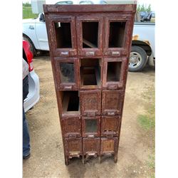 15 Cabinets ( 2 MISSING AND SOME MISSING GLASS) (21" X 59" X 21")