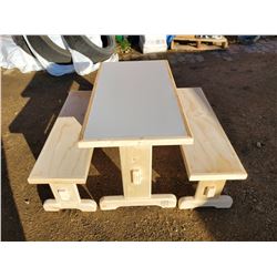 CHILDREN'S TABLE & 2 BENCHES
