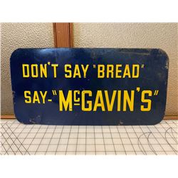 ORIGINAL VINTAGE MCGAVINS BREAD TIN ADVERTING SIGN 20" x 10"