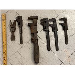 LOT OF ANTIQUE ADJUSTABLE WRENCHES
