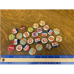 LOT OF VINTAGE CORK LINED SODA POP BOTTLE CAPS MOUNTAIN DEW ORANGE CRUSH ETC