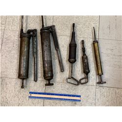 LOT OF OLD GREASE GUNS