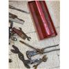 Image 4 : RED METAL TOOL BOX WITH ANTIQUE VINTAGE CONTENTS