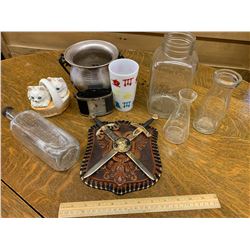 MISC LOT GLASS CLOCK ETC