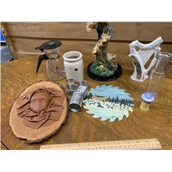 MISC LOT PARROT PAINTED SAW BLADE ETC