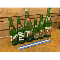 LOT OF 6 DIFFERENT 7-UP SODA POP BOTTLES