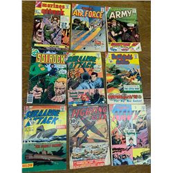 LOT OF 9 VINTAGE COMICS MARINE ARMY NAVY RELATED
