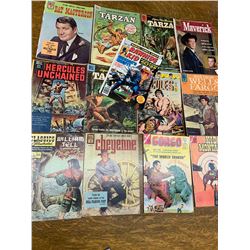 LOT OF 13 VINTAGE COMICS WESTERNS TARZAN ETC