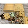 Image 1 : VINTAGE WOODEN THREAD SPOOL AND SEWING LOT MANY NOS