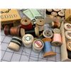 Image 4 : VINTAGE WOODEN THREAD SPOOL AND SEWING LOT MANY NOS
