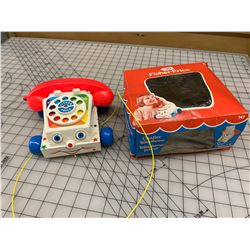 1977 FISHER PRICE CHATTER TELEPHONE PULL TOY WITH BOX