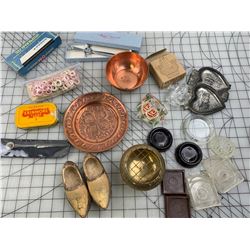 MISC LOT TOBACCO TIN SWORD LETTER OPENER ETC