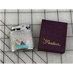 VINTAGE DOUBLE SIDED PINUP GIRL LIGHTER WITH BOX "PARTNER"