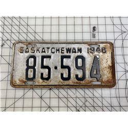 1948 SASKATCHEWAN LICENCE PLATE