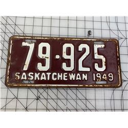 1949 SASKATCHEWAN LICENCE PLATE