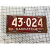 Image 1 : 1938 SASKATCHEWAN LICENCE PLATE