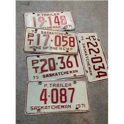LOT OF 5 1970s SASKATCHEWAN TRAILER LICENSE PLATES