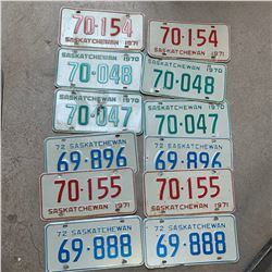 LOT OF 1970s PAIRS SASKATCHEWAN LICENCE PLATES