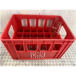 POP SHOP PLASTIC CRATE AND 2 BOTTLES