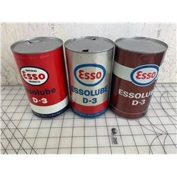 LOT OF 3 DIFFERENT ESSO D-3 QUART OIL CANS
