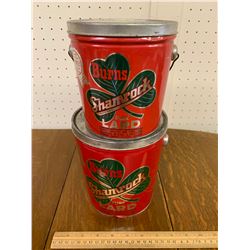 LOT OF 2 BURNS SHAMROCK LARD TINS