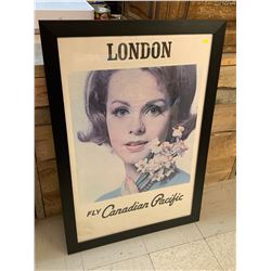 ORIGINAL CANADIAN PACIFIC AIR POSTER PROFESSIONALLY FRAMED 39 1/2" x 27 1/4"