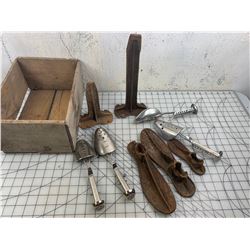 LOT OF OLD SHOE RELATED AND CRATE