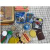 Image 6 : TIN WITH MISC SMALLS BELT BUCKLE COMPASS ETC