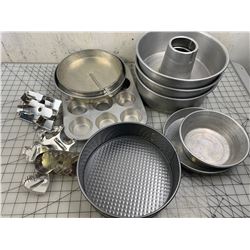 LOT OF BAKING PANS COOKIE CUTTERS