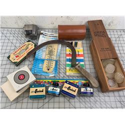 MISC LOT INK BOTTLES RECORD COASTER SET ETC