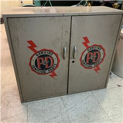 VINTAGE P & D IGNITION PARTS METAL SHOP CABINET 29" x 32.5" x 11.5"