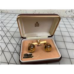 BIRKS GOLD FILLED BPOE FRATERNAL ELKS CUFF LINKS AND TIE CLIP