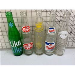 LOT OF 5 SODA POP BOTTLES DR PEPPER LIKE LIKE TAB AND MORE