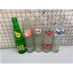 LOT OF 5 SODA POP BOTTLE UPTOWN FANTA PEPSI
