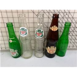 5 DIFFERENT CANADA DRY GINGER ALE BOTTLES