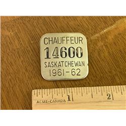 1961-62 SASKATCHEWAN CHAUFFEUR BADGE