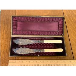 PAIR OF SILVER PLATED KNIVES WITH CASE