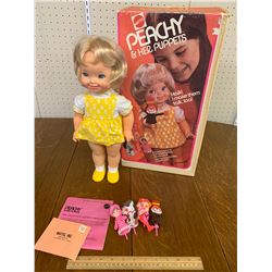 1973 VINTAGE MATTEL PEACHY DOLL AND HER PUPPETS WITH BOX