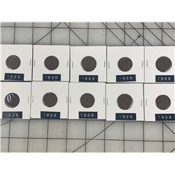 1929 LOT OF 10 CANADA PENNIES