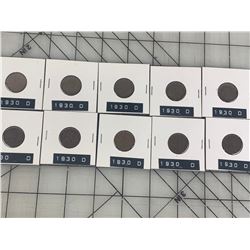 1930 LOT OF 10 USA PENNIES