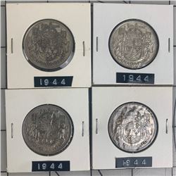 1944 LOT OF 4 CANADA SILVER 50 CENT PIECES