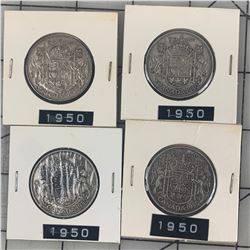 1950 LOT OF 4 CANADA SILVER 50 CENT PIECES