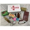Image 1 : METAL FIRST AID KIT AND MISC CONTENTS