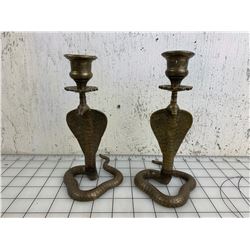 BRASS SNAKE CANDLE HOLDERS