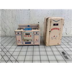 TIN TOY FRIDGE AND STOVE TN JAPAN