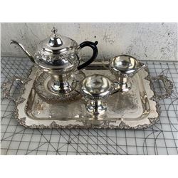 OLD ENGLISH REPRODUCTION SILVER PLATE TEA SET