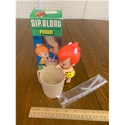 1972 SIP ALONG PEBBLES CUP FIGURE AND BOX