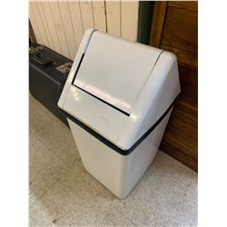 VINTAGE METAL SWING LID METAL GARBAGE CAN STANDS 27"