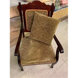 ANTIQUE ARM CHAIR AND CUSHION